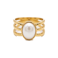 Gold Oval Pearl Ring