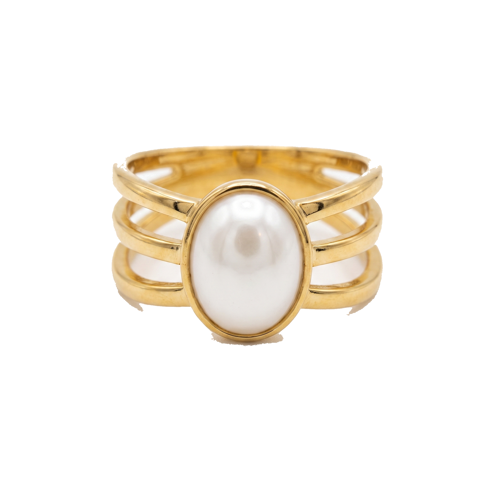 Gold Oval Pearl Ring