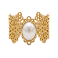 Gold Filigree Pearl Ring