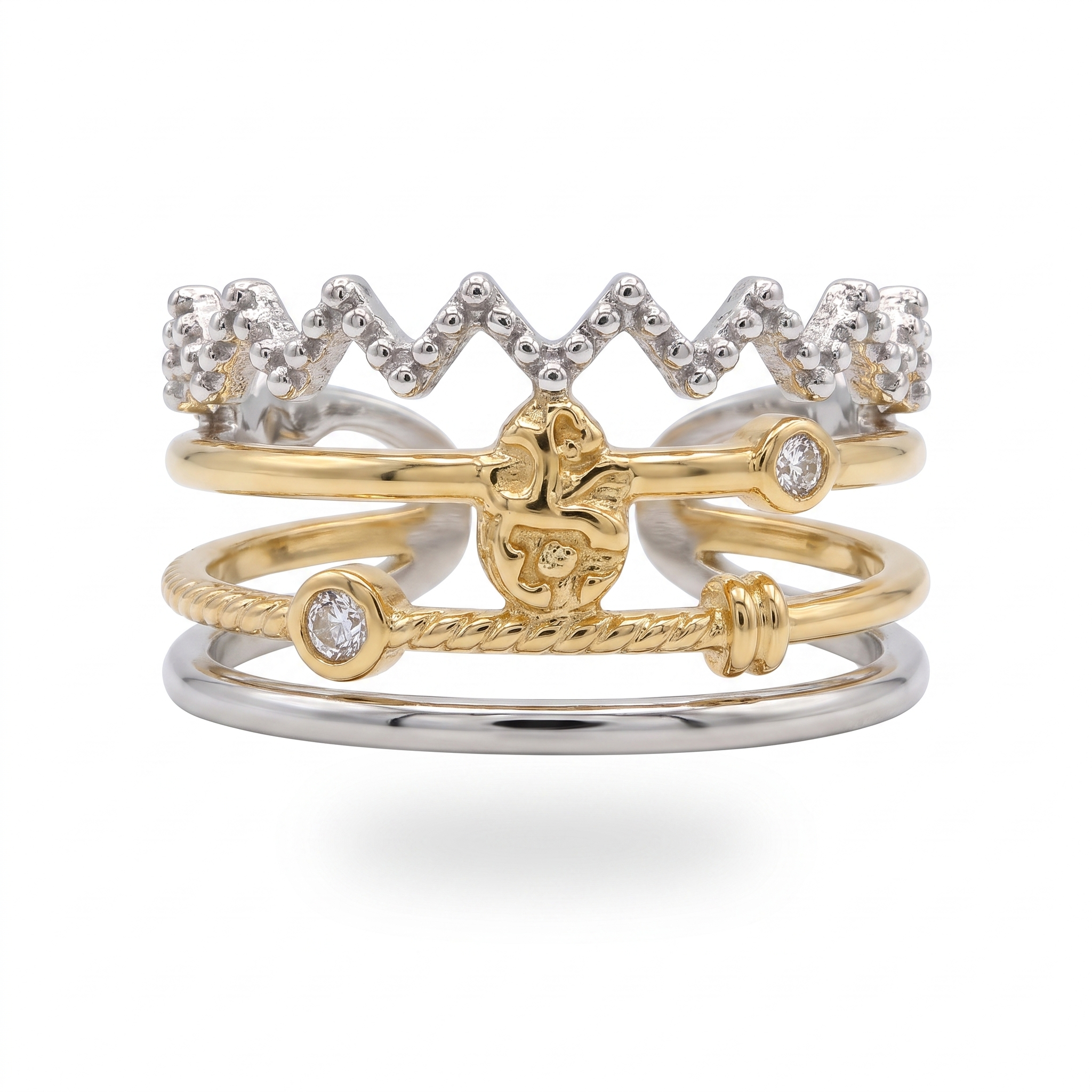 Two-Tone Crown Ring Set