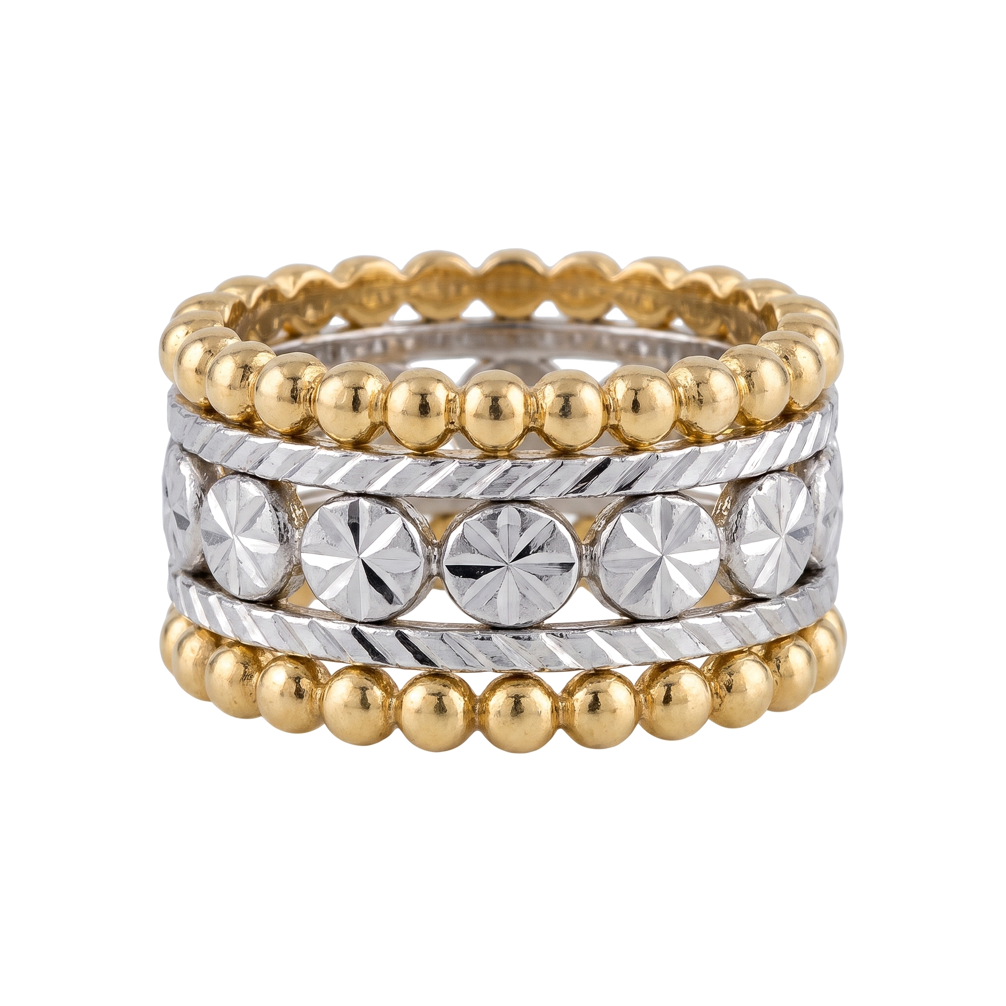Two-Tone Beaded Ring Stack