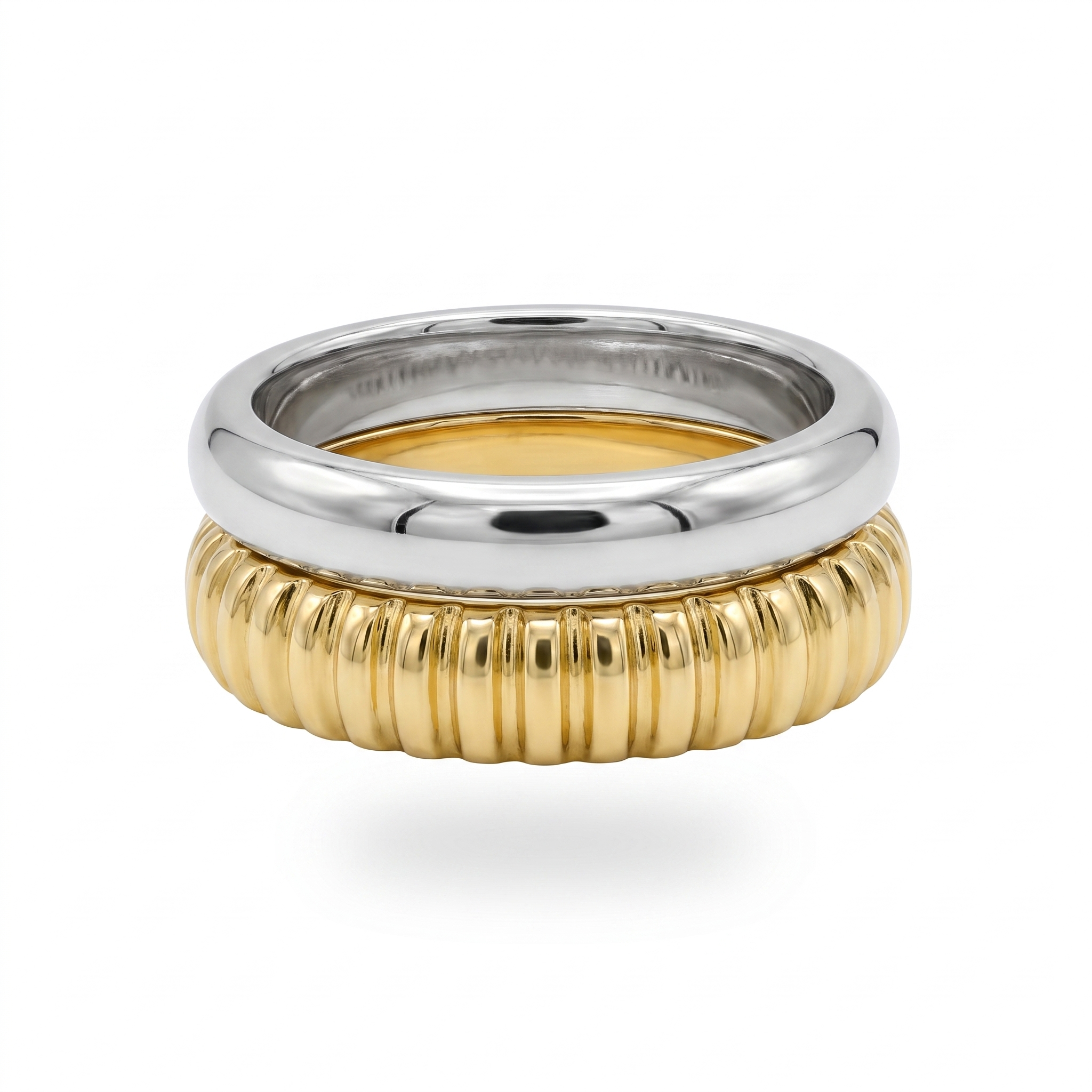 Two-Tone Ribbed Ring Set