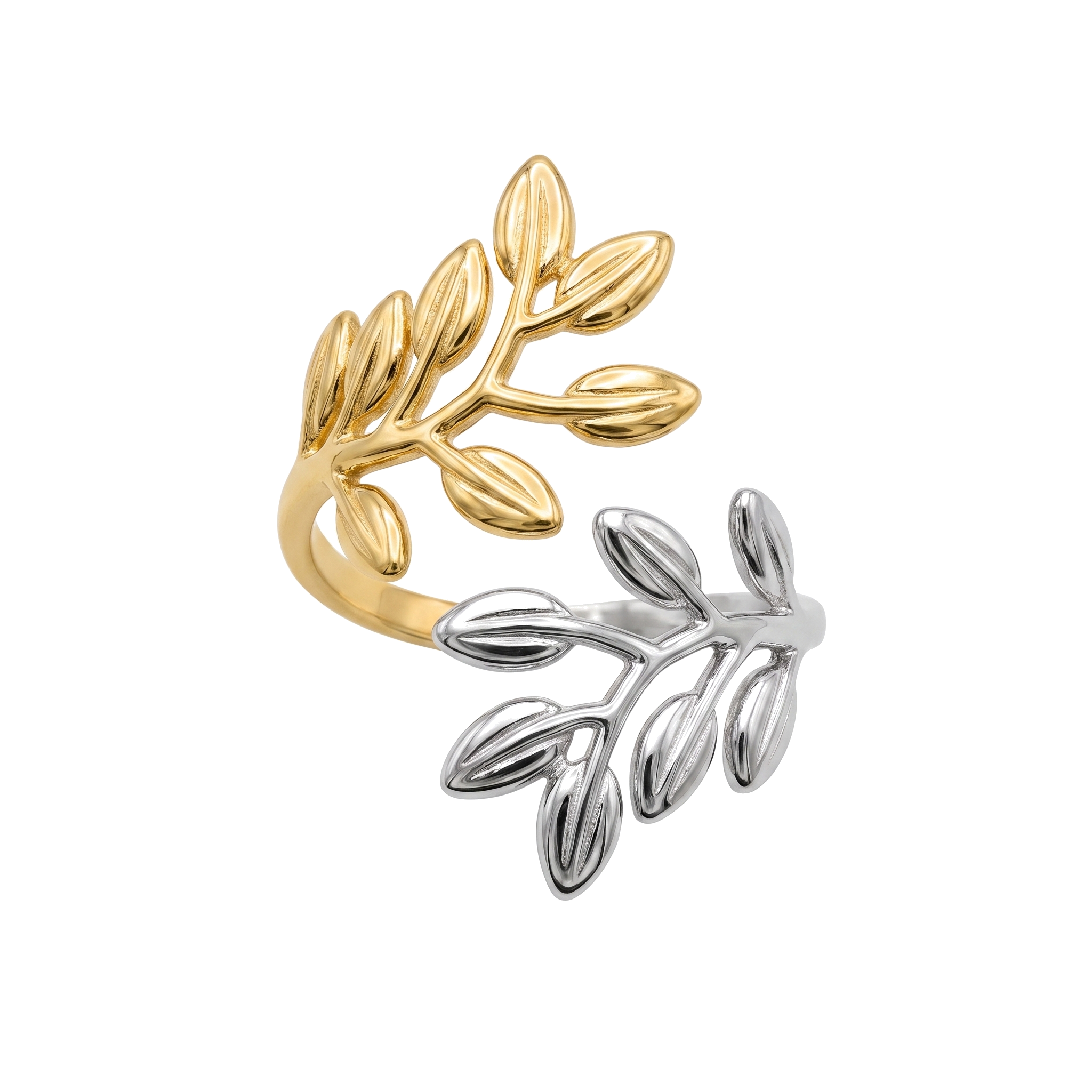 Two-Tone Leaf Ring