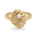 Gold Shell Crystal Ring