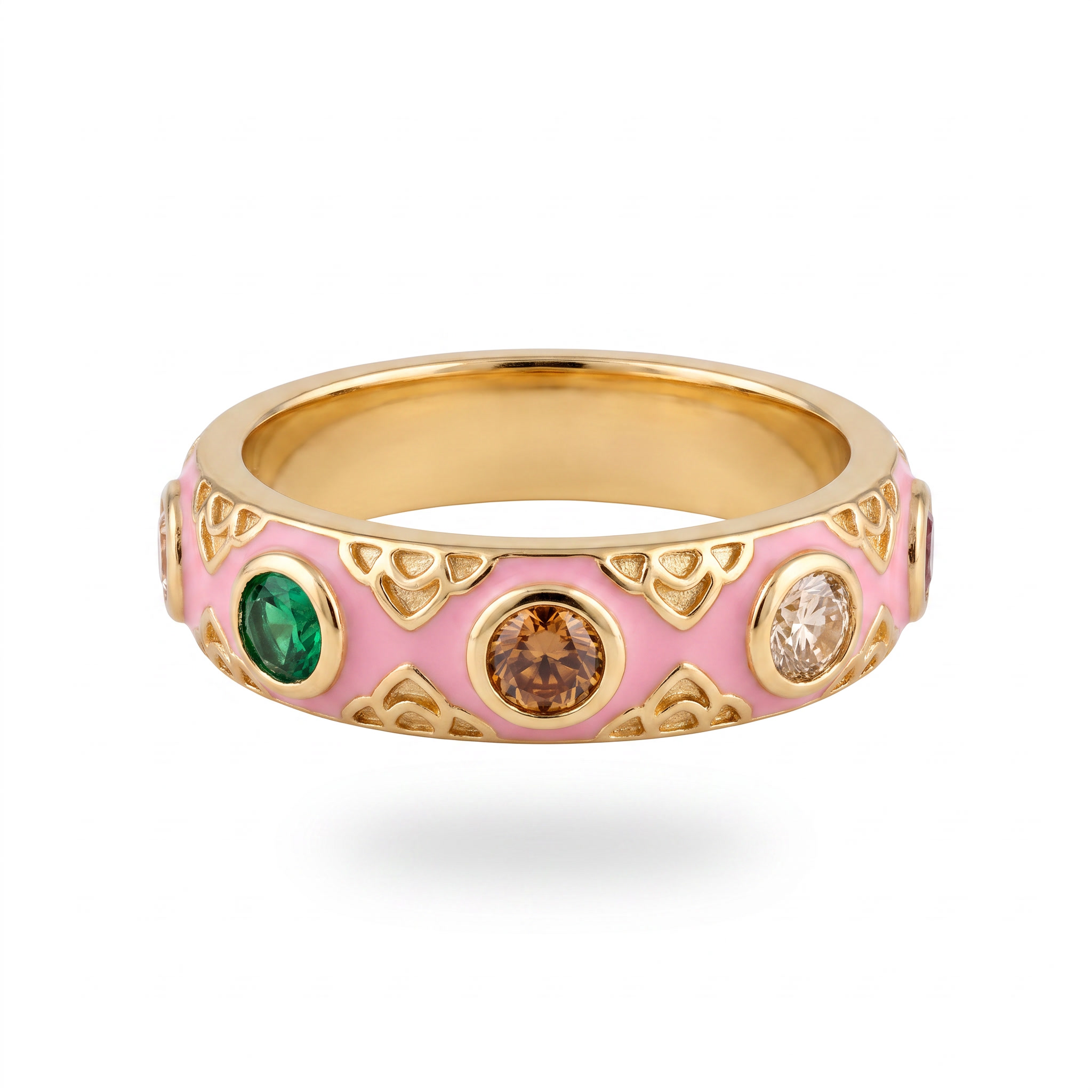 Pink Enamel Gem Ring