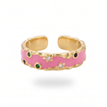 Pink Enamel Cuff Ring