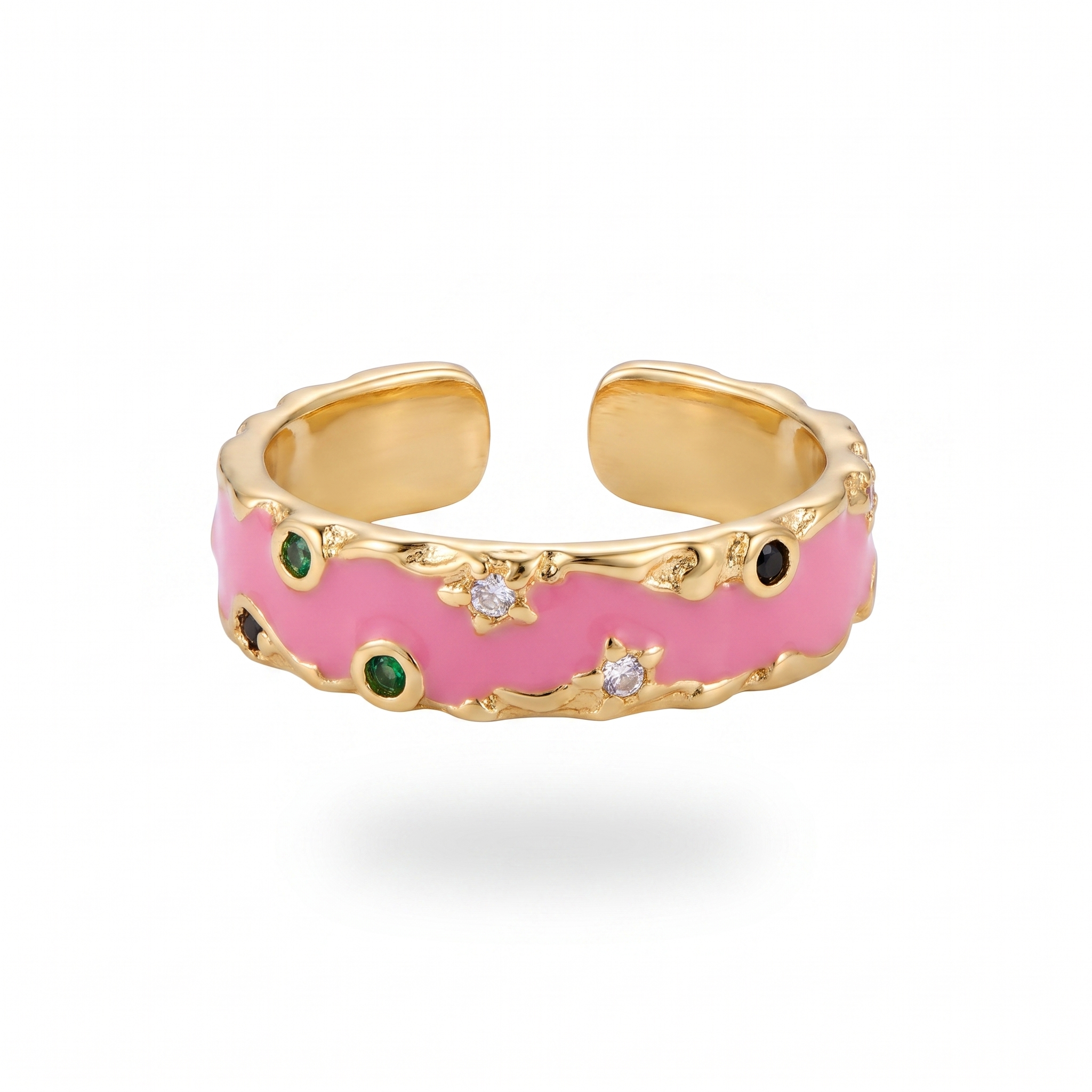 Pink Enamel Cuff Ring