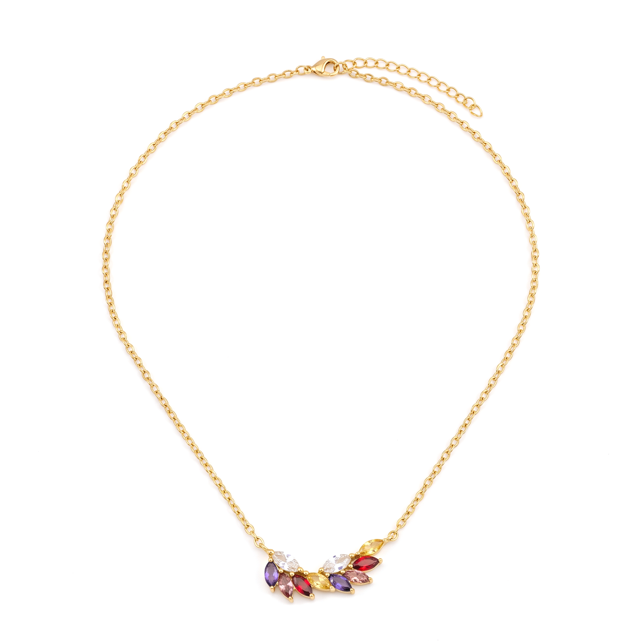 Gold Gem Cluster Necklace