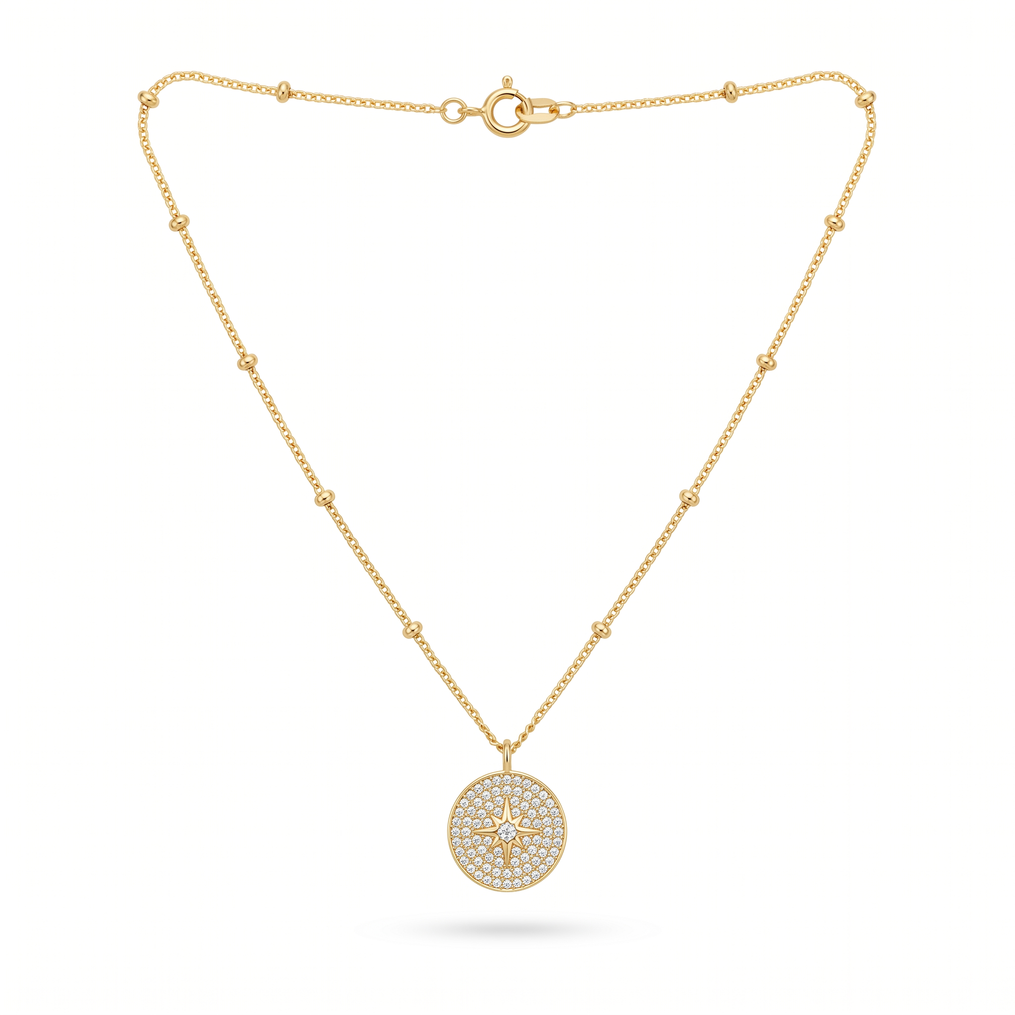 Gold Pavé Medallion Necklace