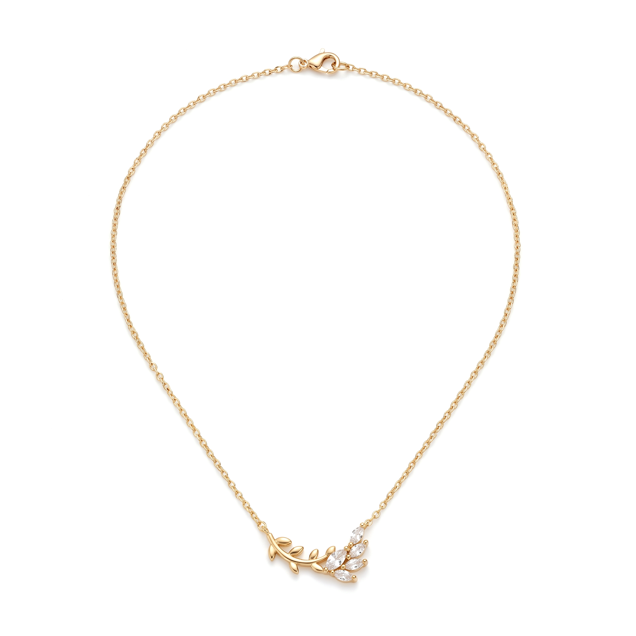Gold Crystal Leaf Necklace