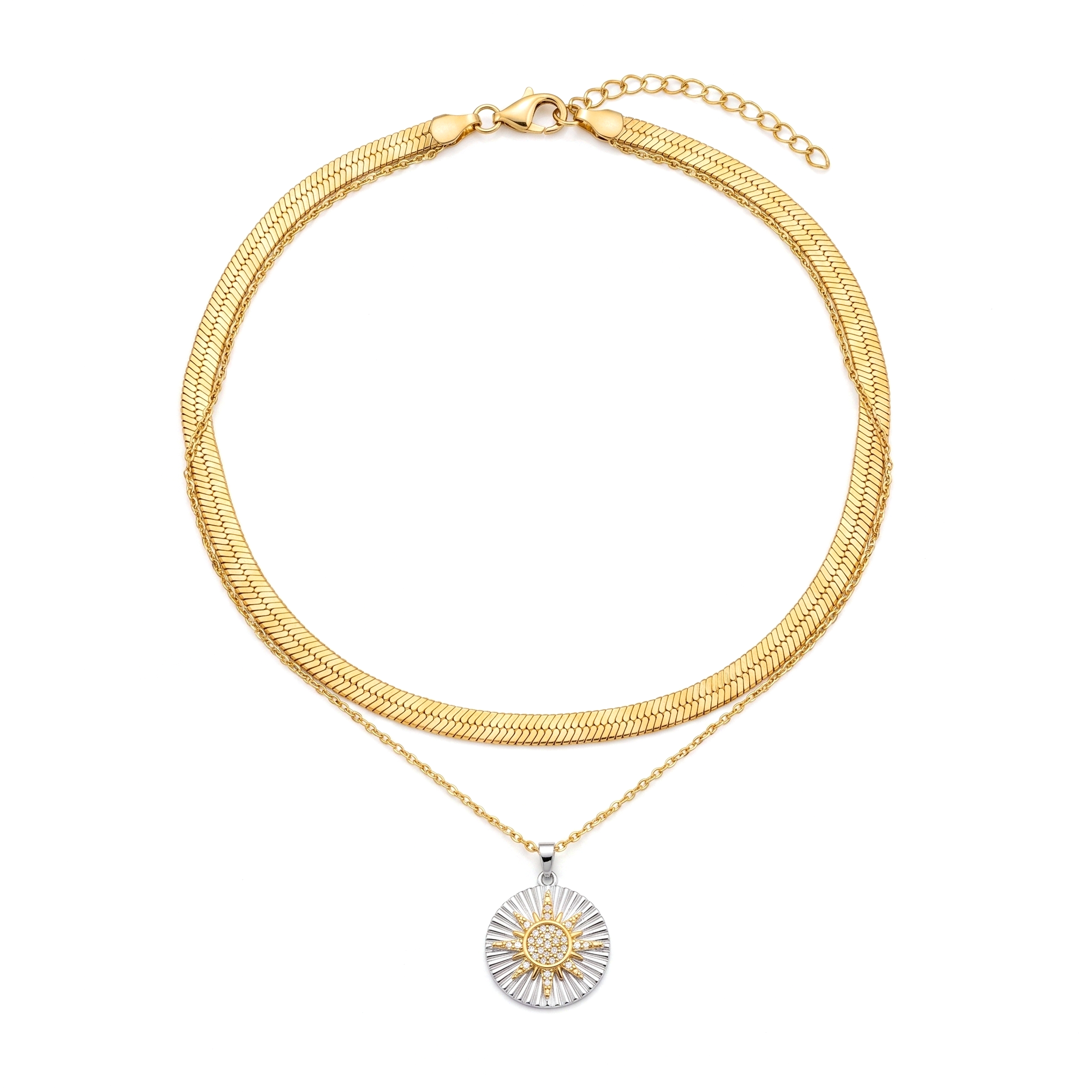 Gold Sunray Medallion Necklace