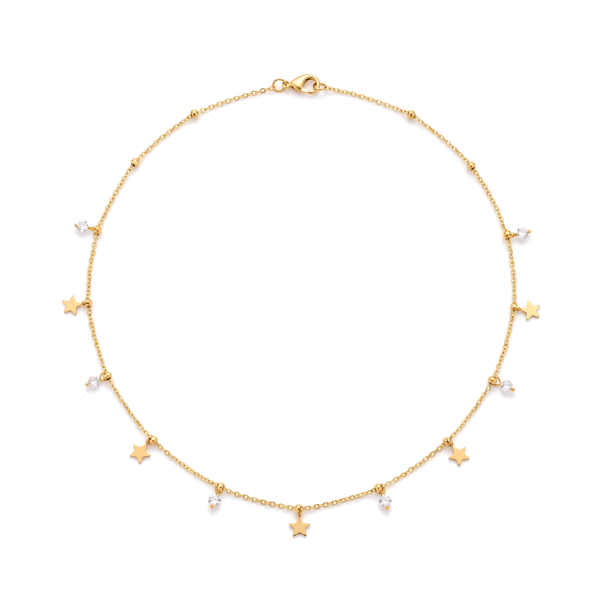 Gold Star Drop Necklace