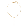 Gold Gem Lariat Necklace
