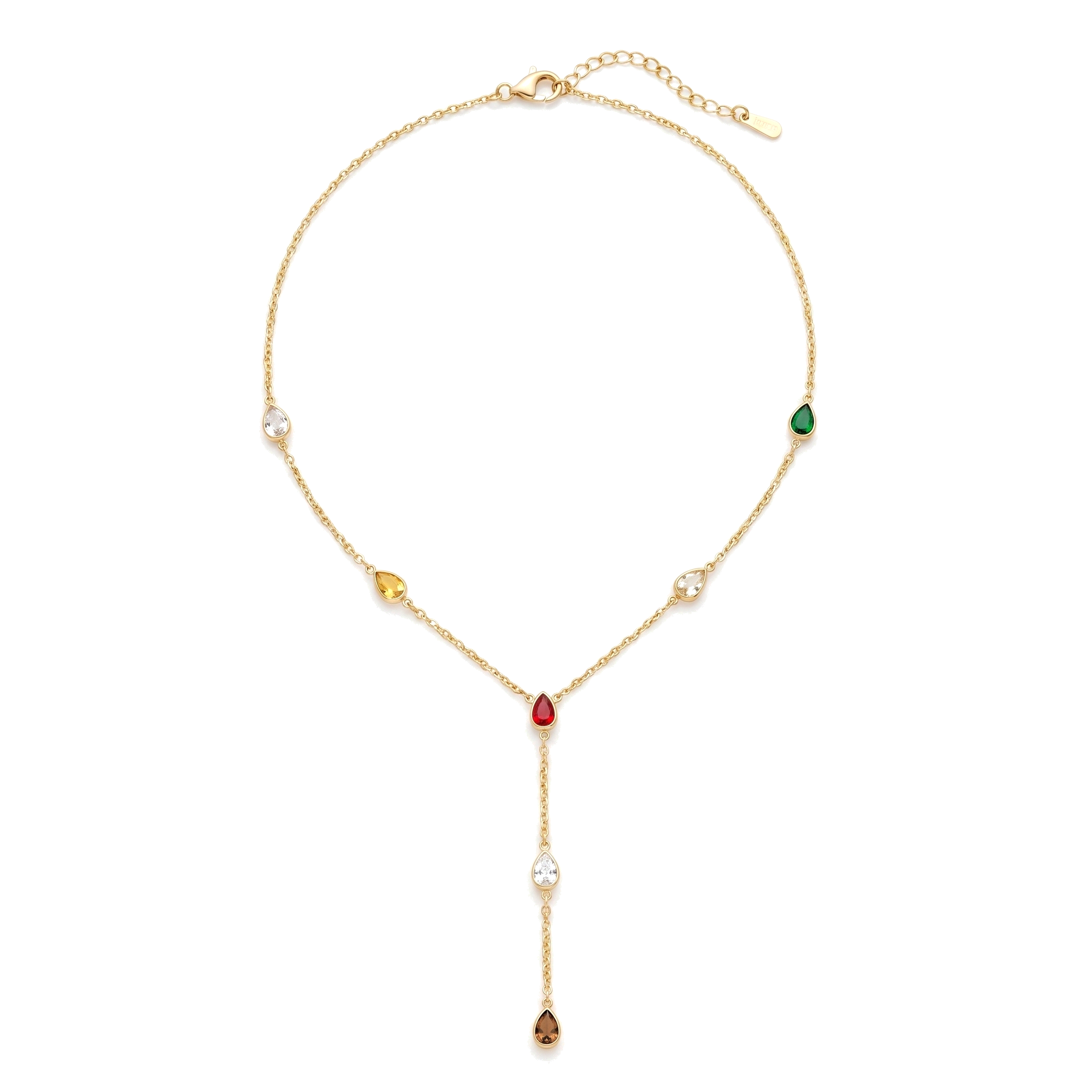 Gold Gem Lariat Necklace