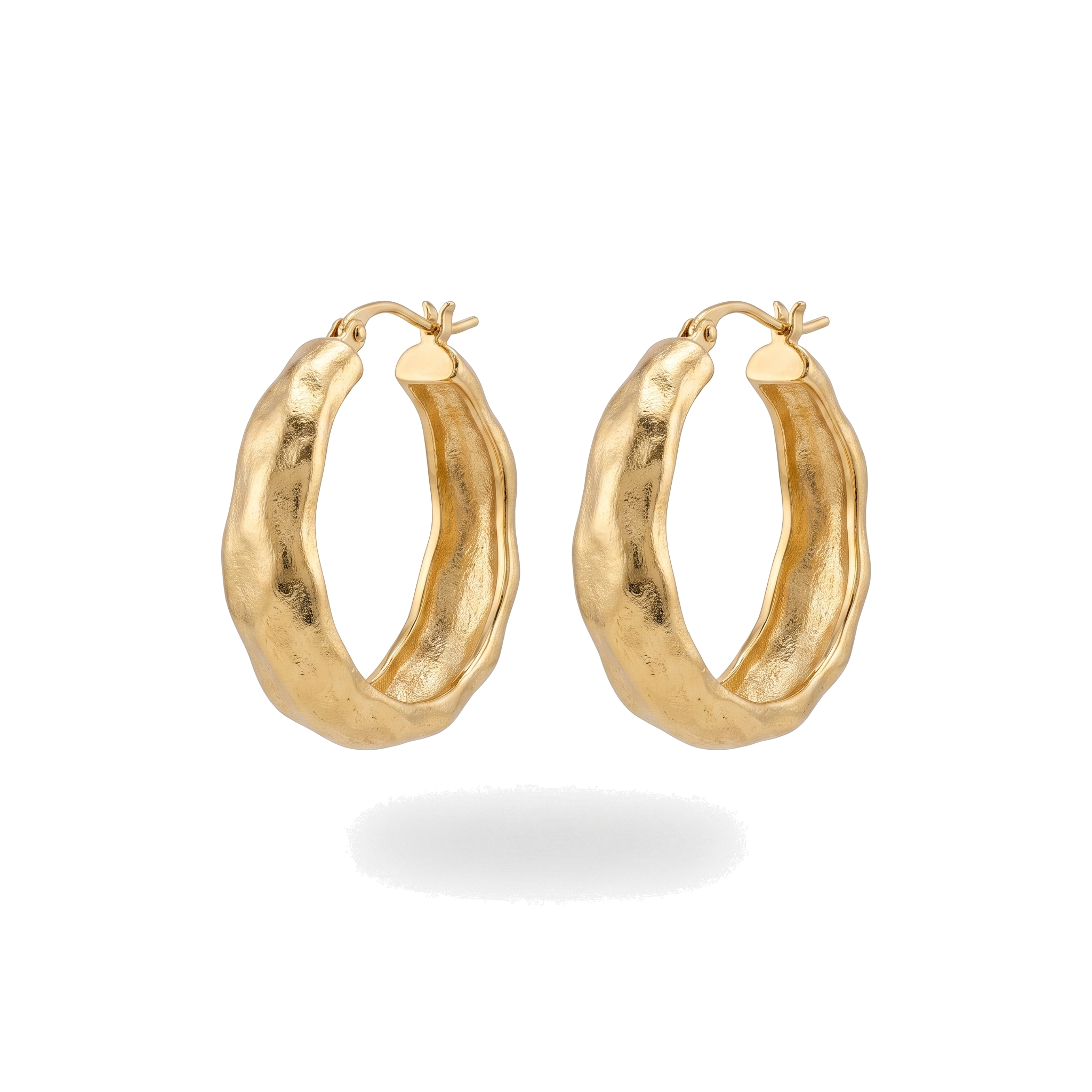Gold Hammered Hoops