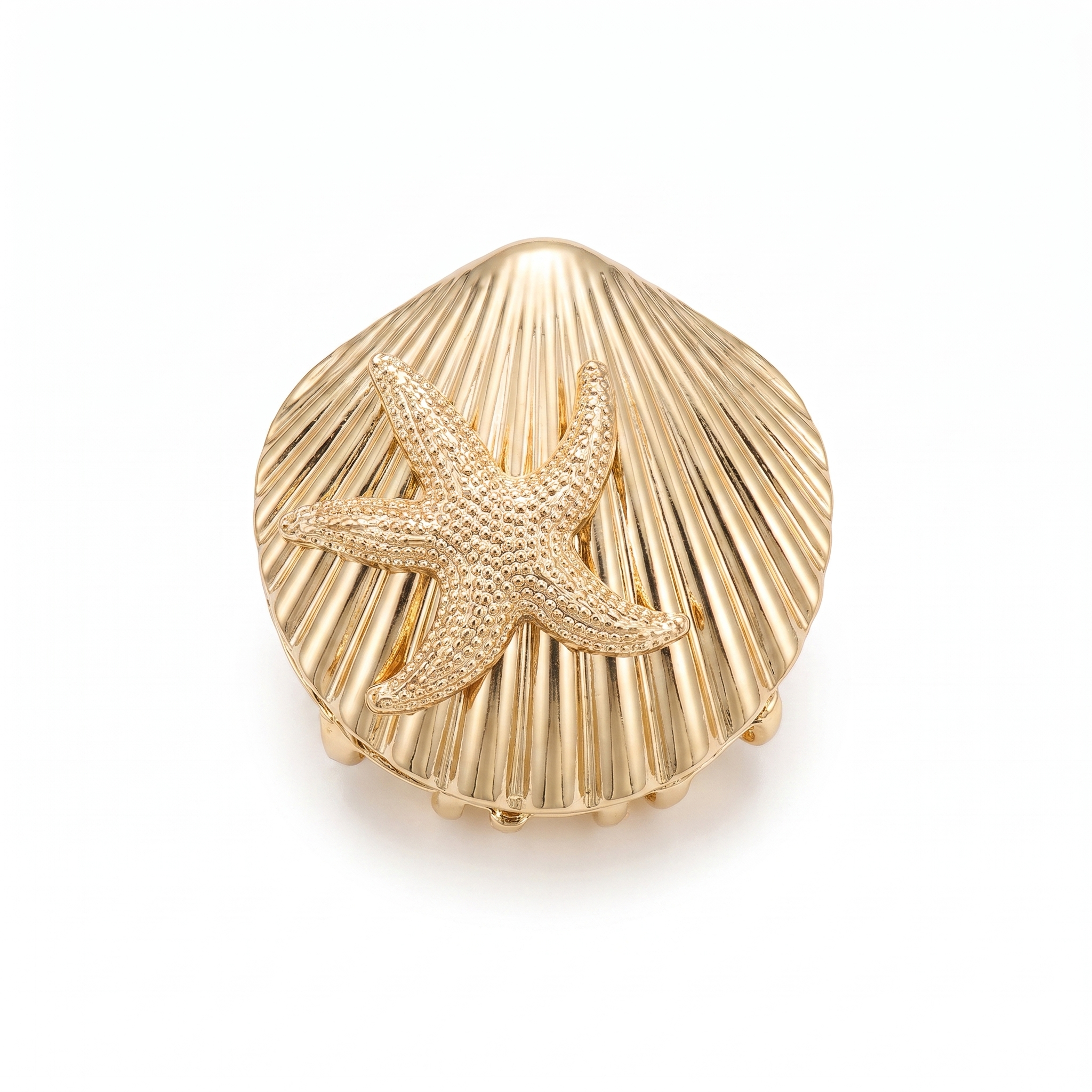 Gold Shell Starfish Clip