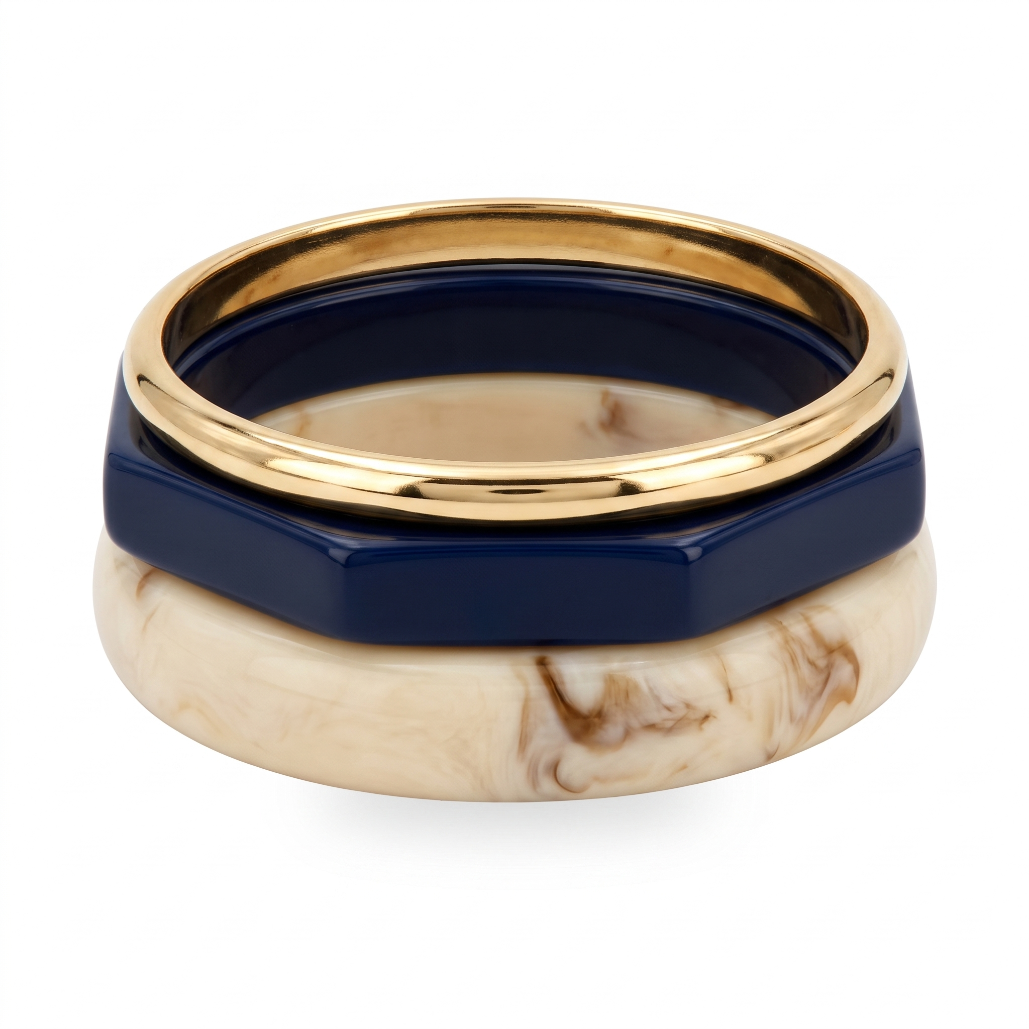 Navy Marble Bangle Stack