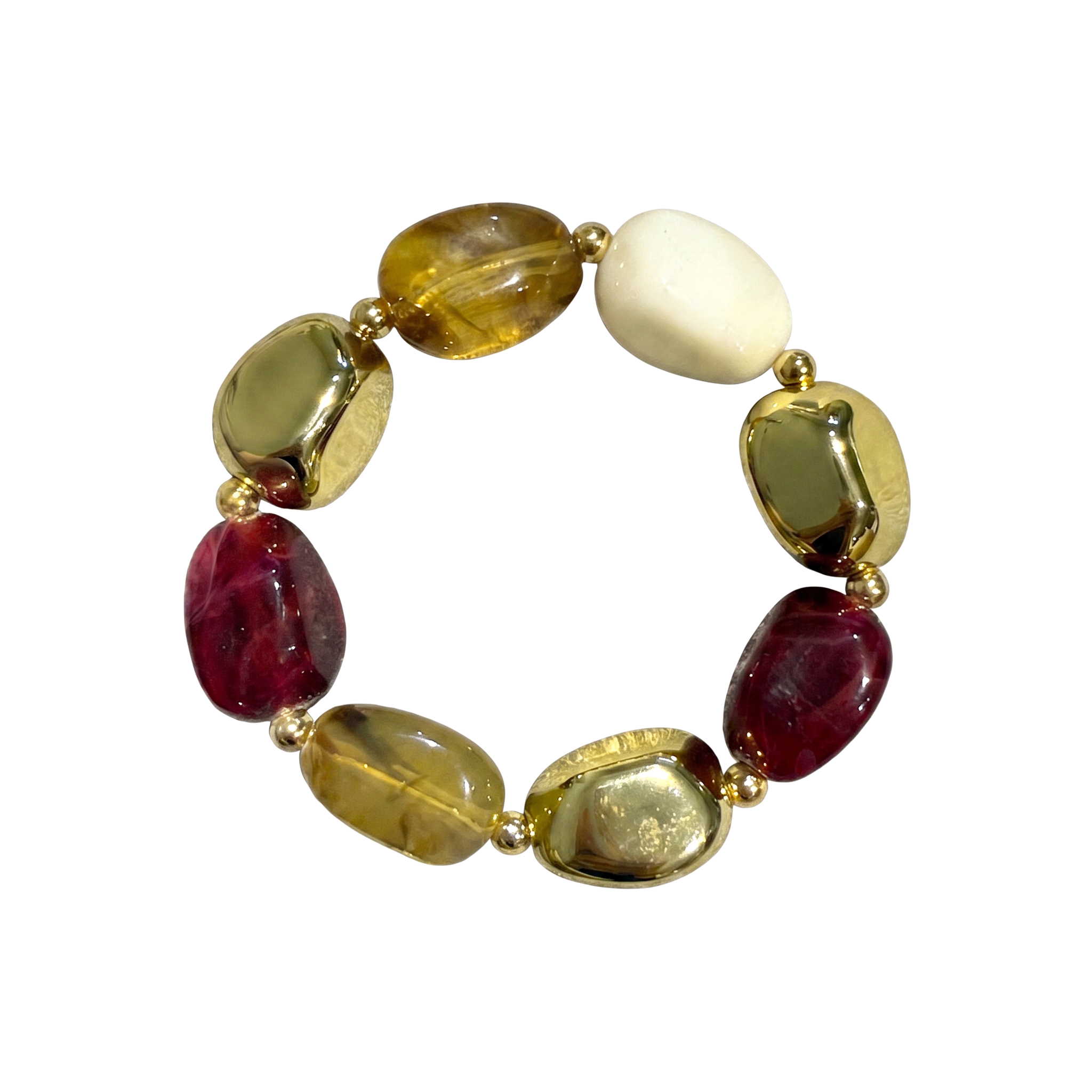 Olive & Red Bead Bracelet