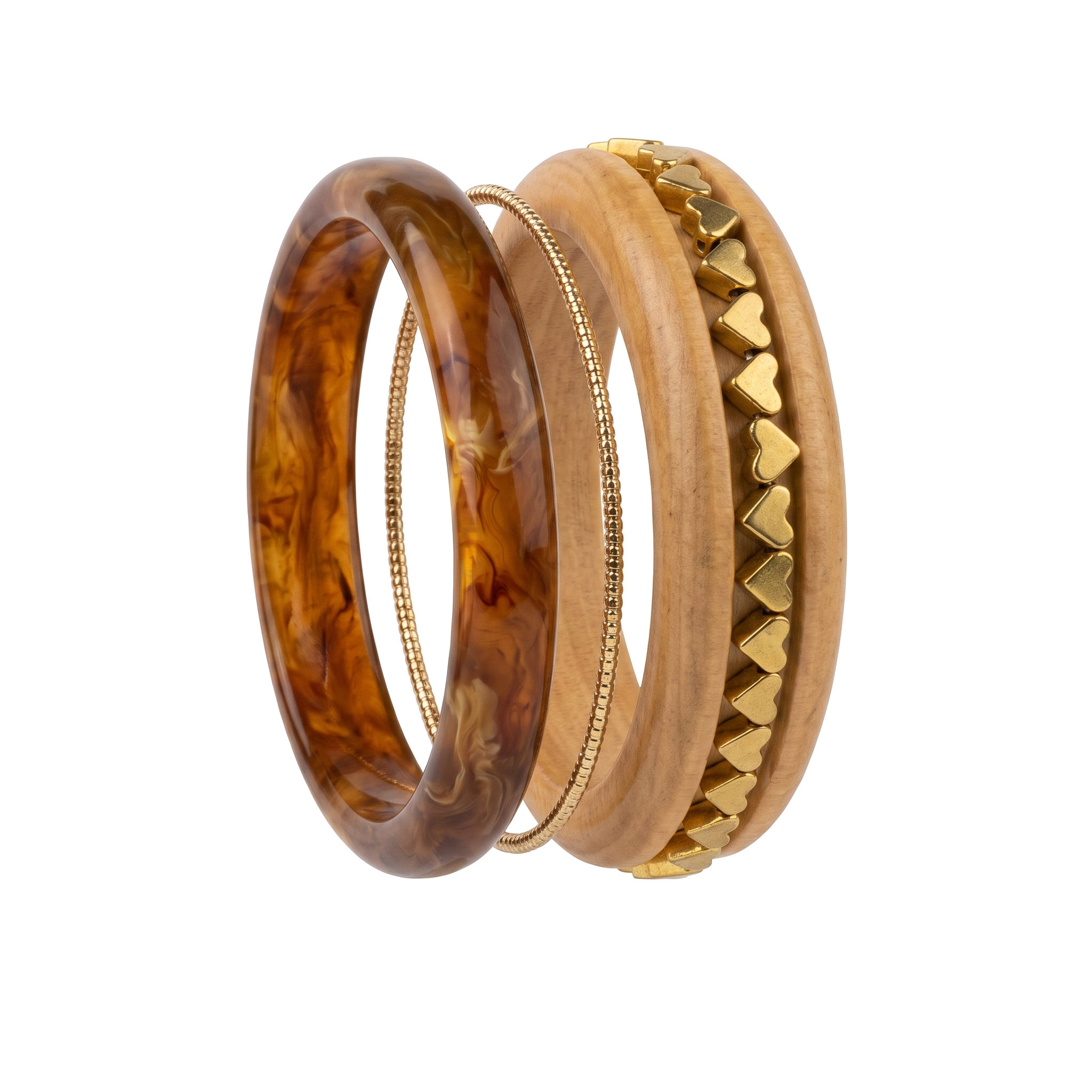 Tortoise Gold-Stud Bangle Set