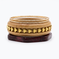 Wood & Gold Stud Bangle Set