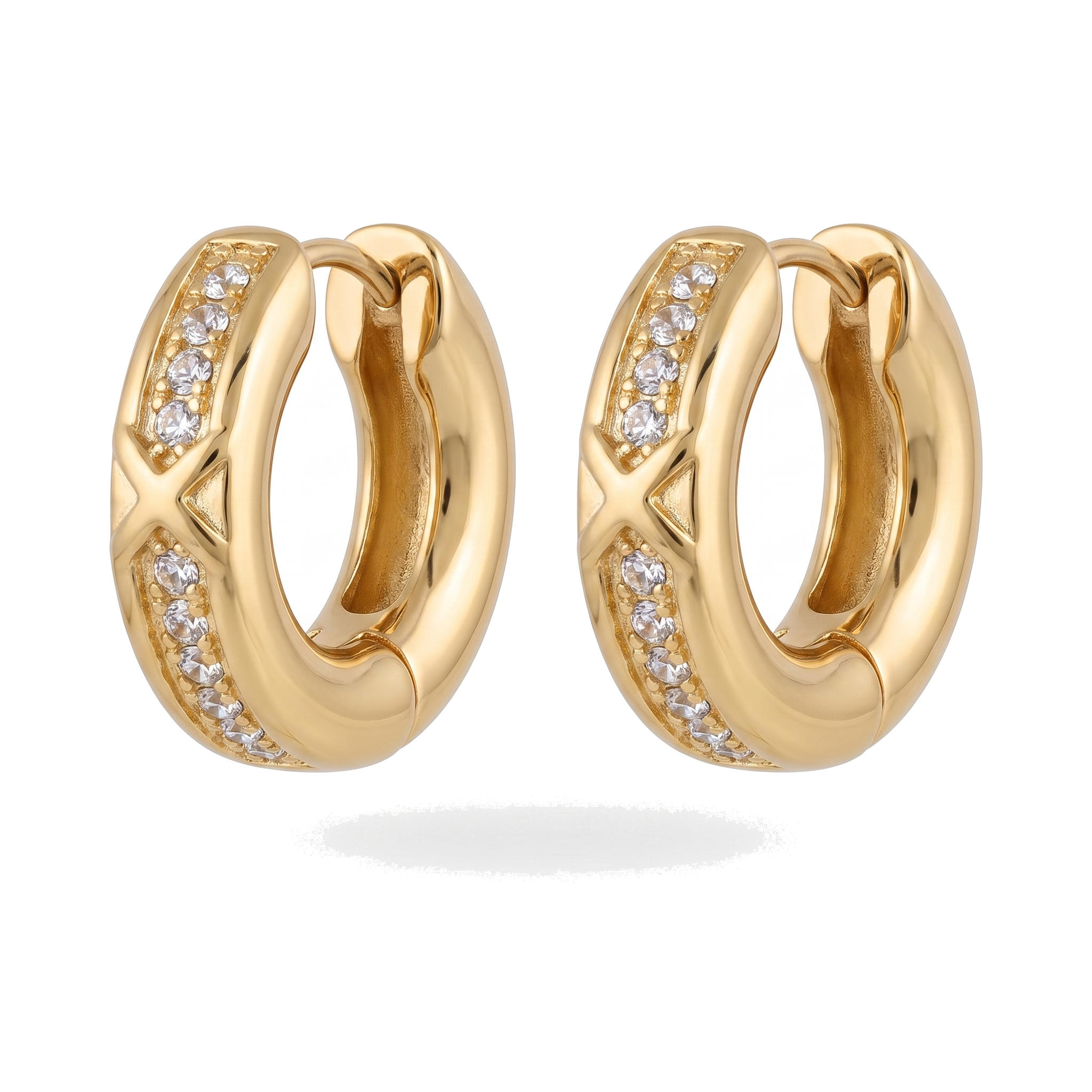 Gold Crystal Huggie Hoops — Glam by Layal