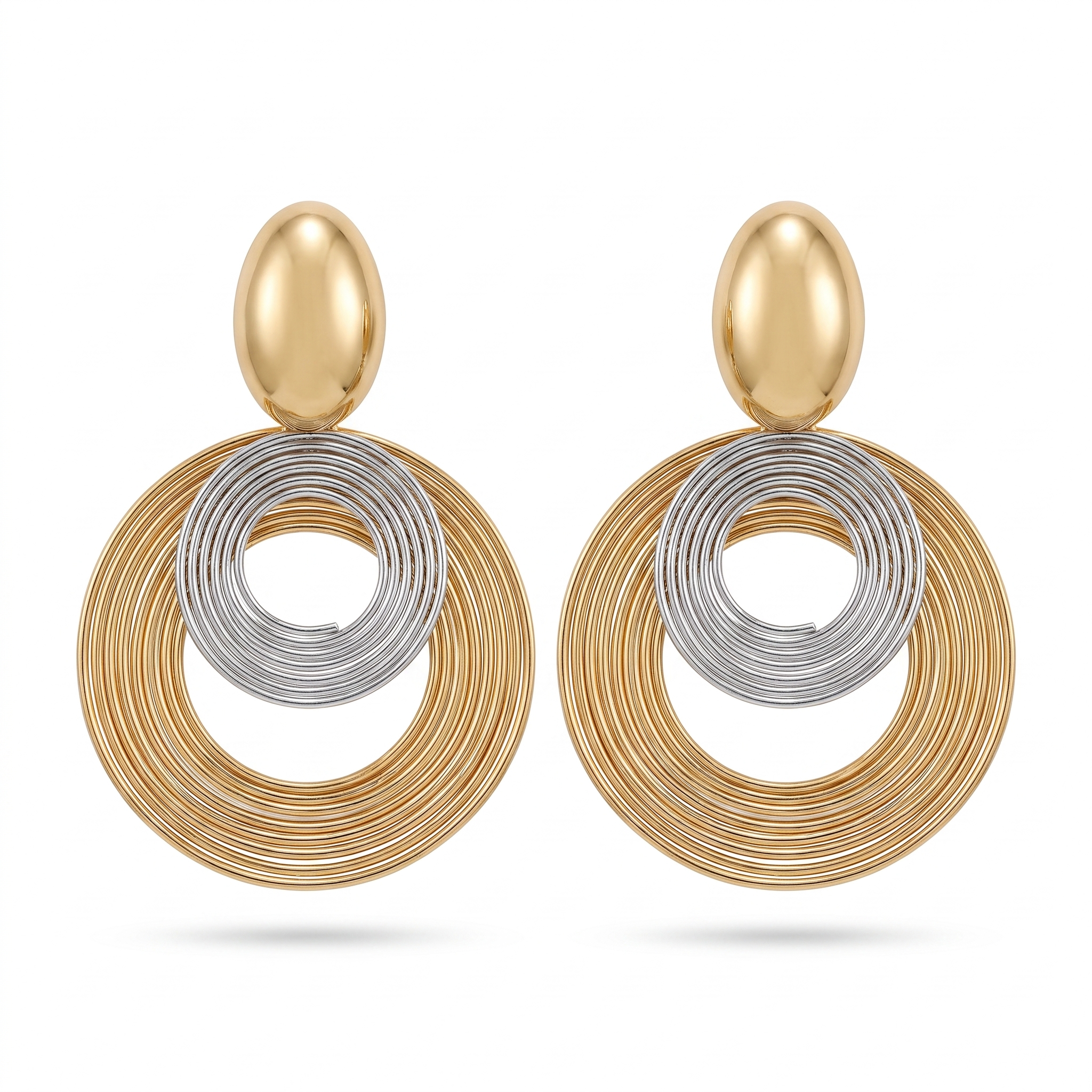 Two-Tone Spiral Drop Earrings