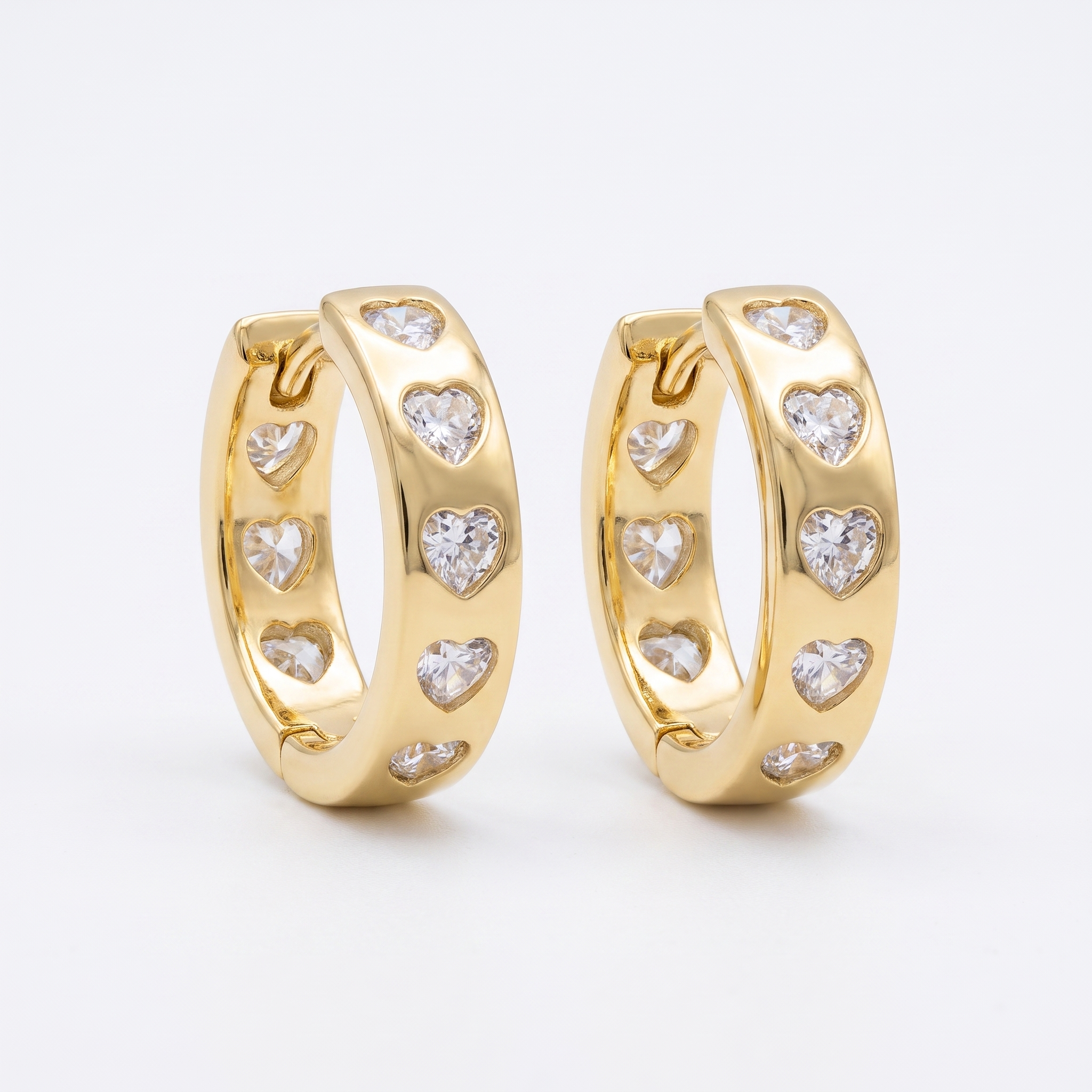 Gold Heart Huggie Hoops