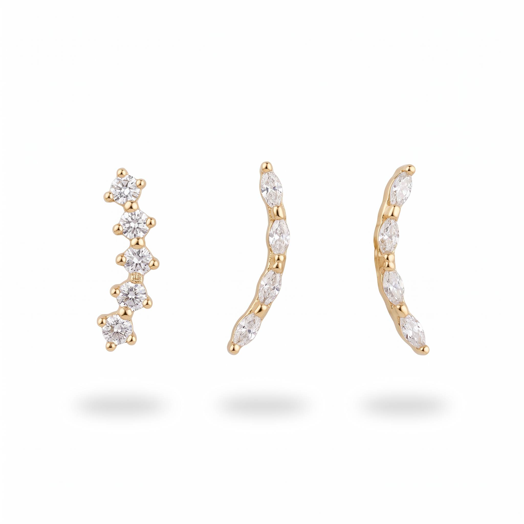 Curved Crystal Bar Studs