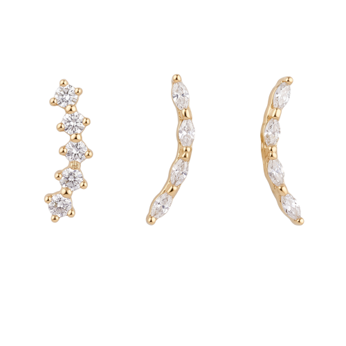 Curved Crystal Bar Studs