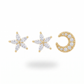 Crystal Flower & Moon Studs