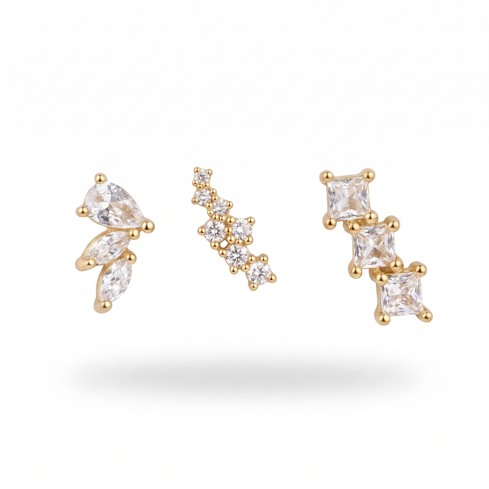 Mixed Cut Crystal Studs