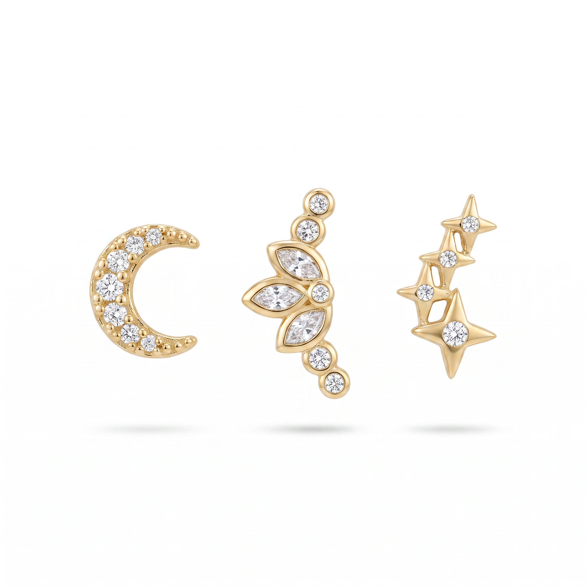 Moon & Star Crystal Studs