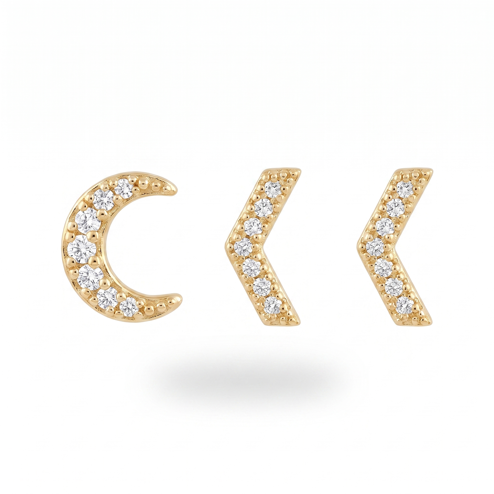 Pavé Moon & Chevron Studs