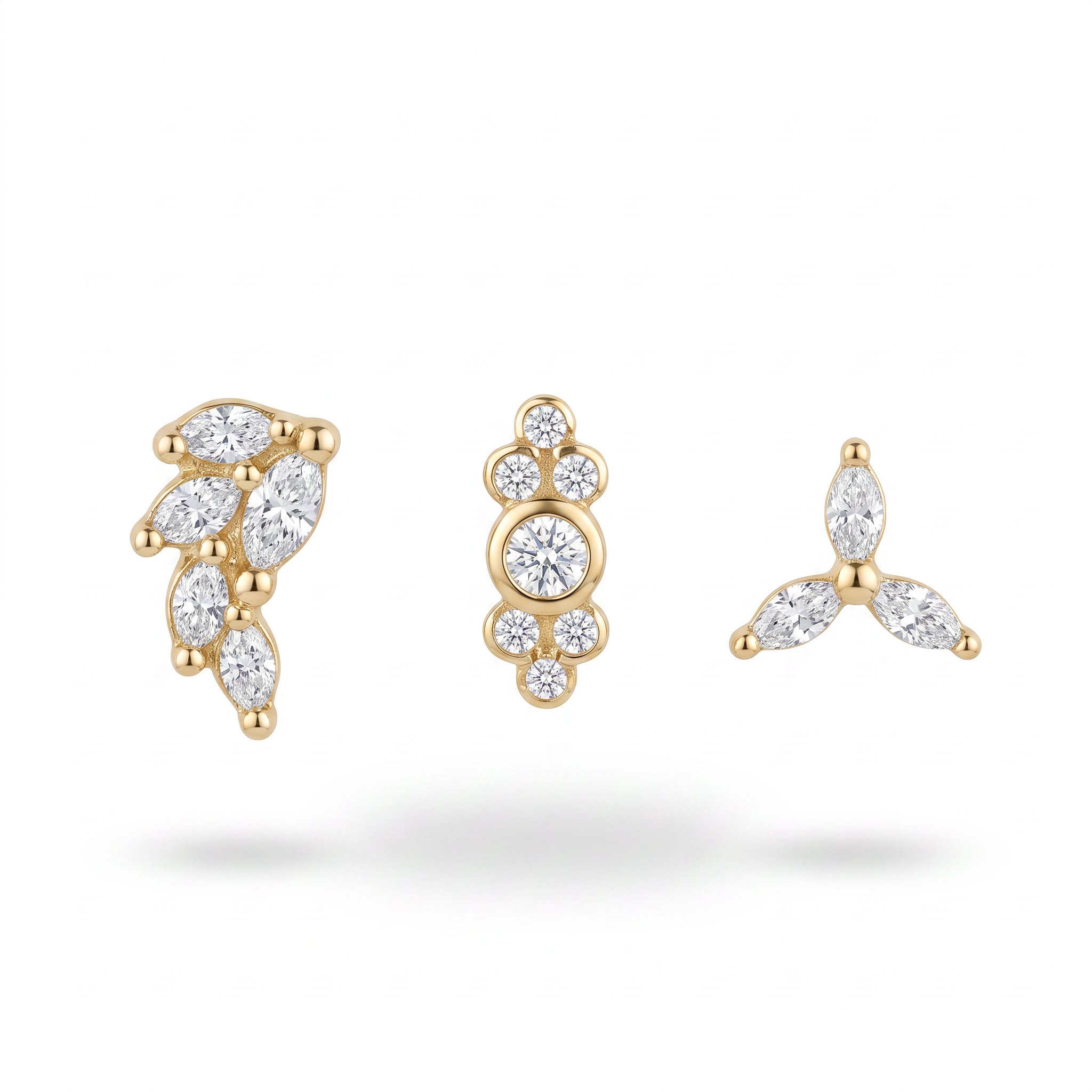 Marquise Leaf Trio Studs