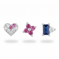 Pink Heart & Sapphire Studs