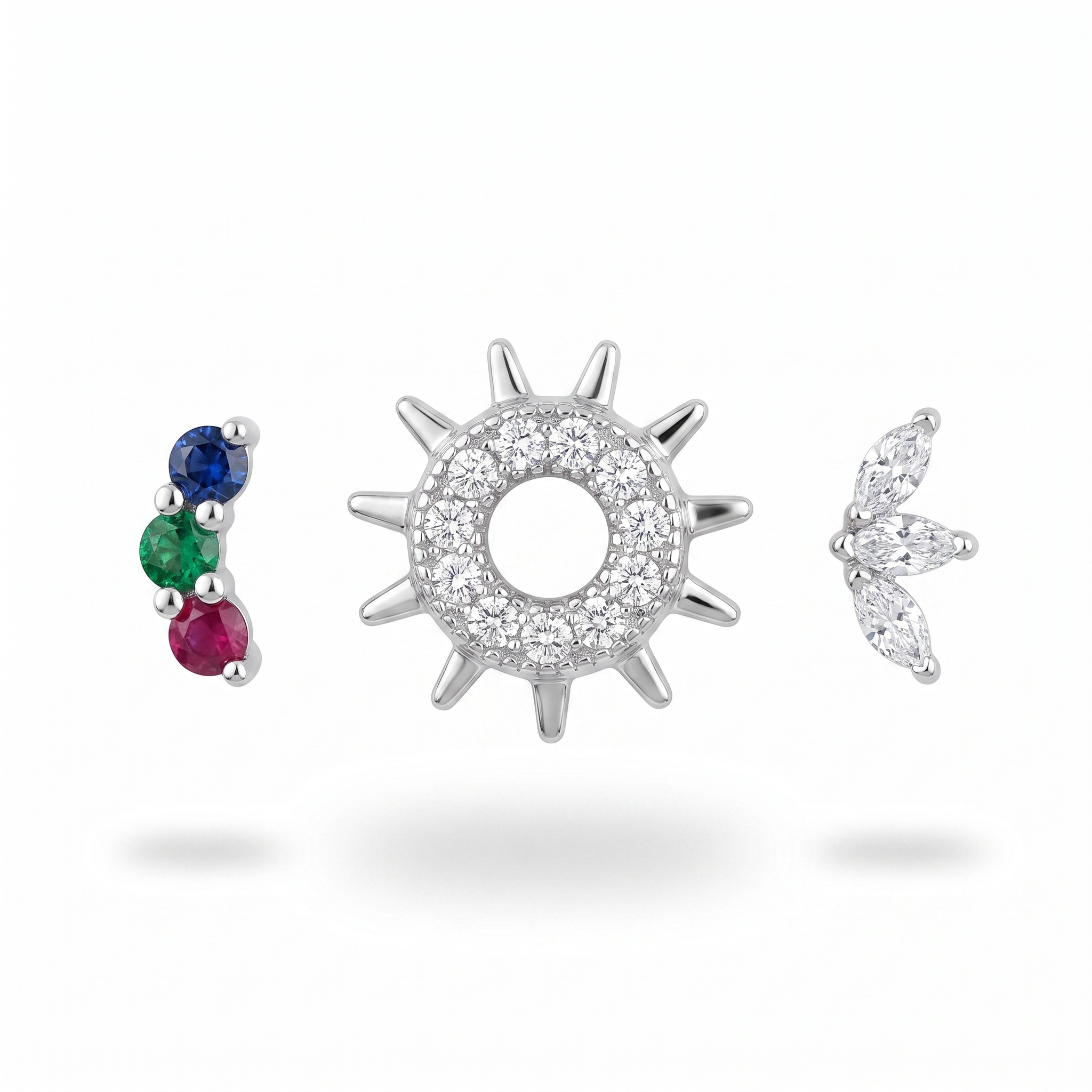 Colorful Gem & Sun Studs