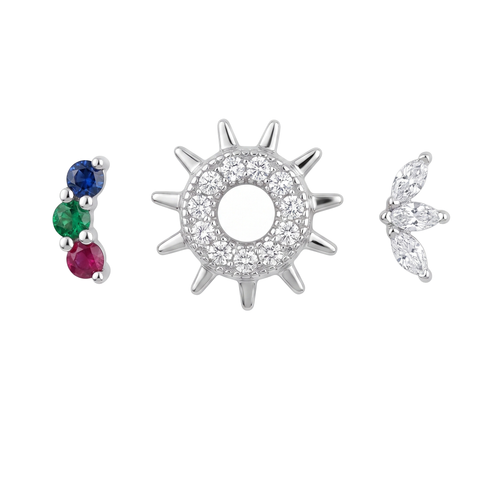 Colorful Gem & Sun Studs