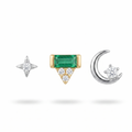 Emerald & Moon Studs