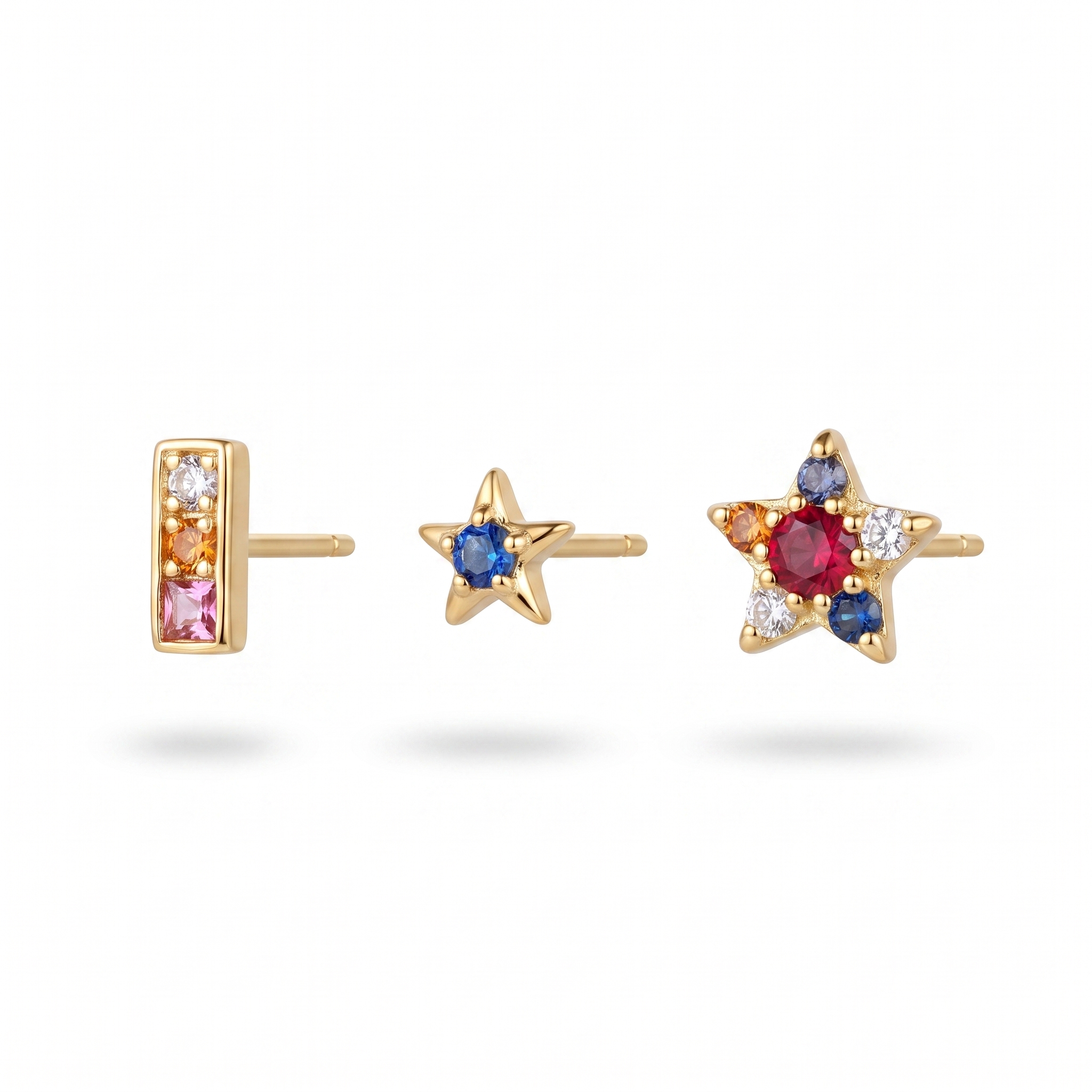 Rainbow Bar & Star Studs