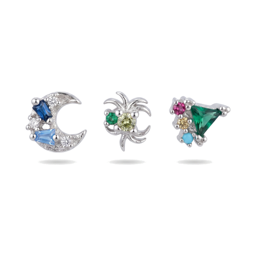 Blue Moon & Emerald Studs