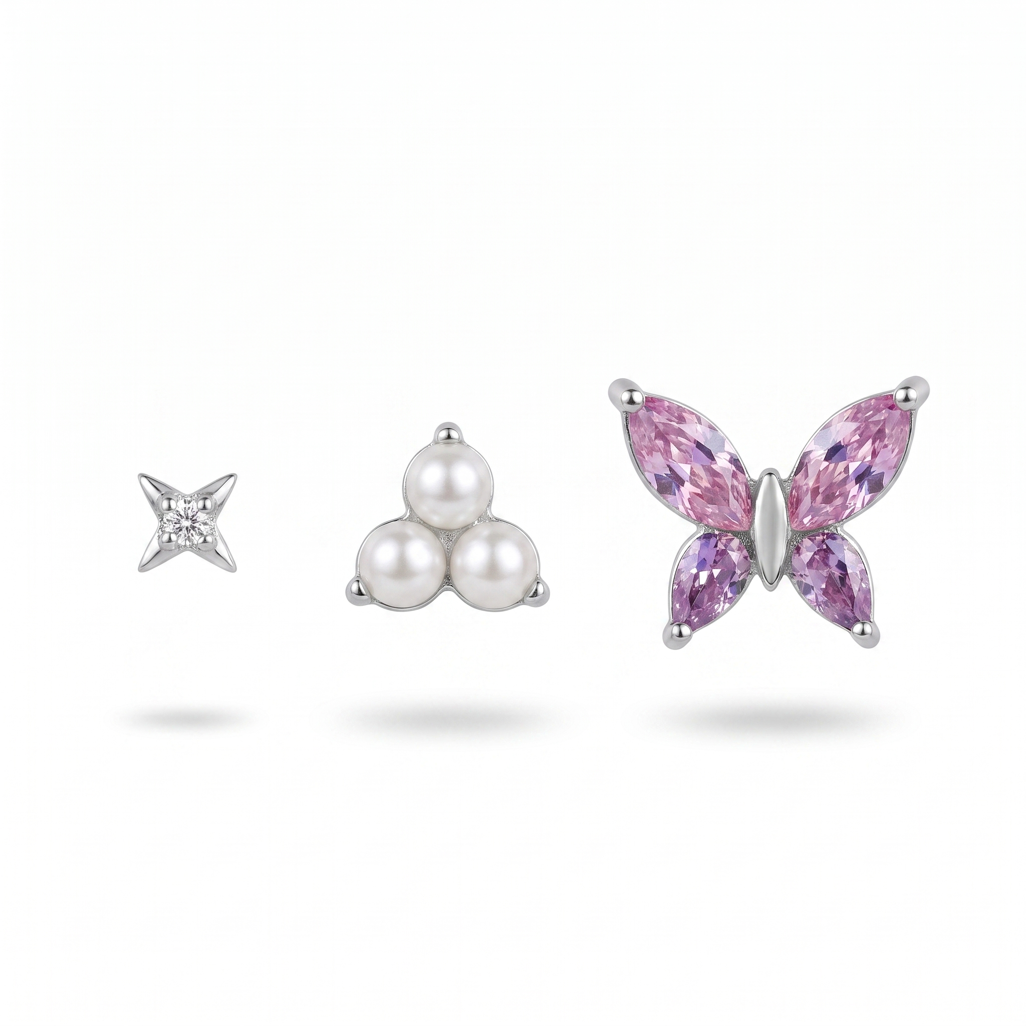 Pearl & Pink Butterfly Studs