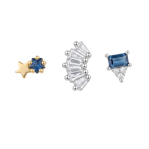 Blue Star & Crystal Fan Studs