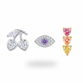 Cherry & Rainbow Heart Studs