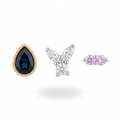 Navy Pear & Butterfly Studs