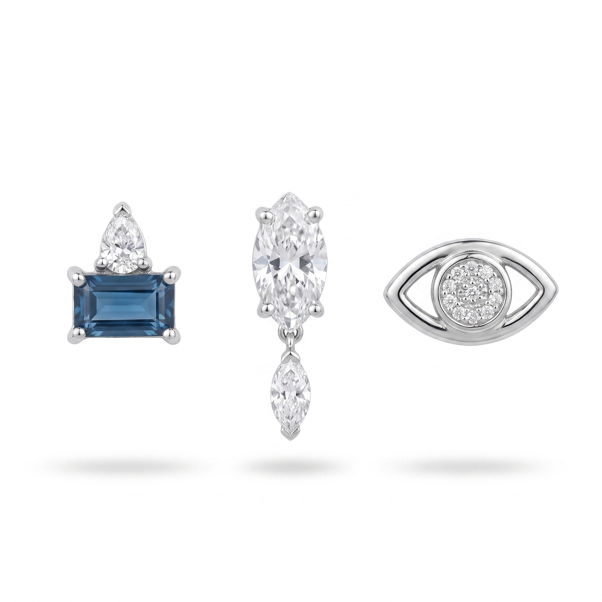 Blue Baguette & Eye Studs