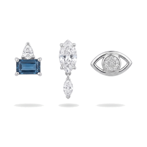 Blue Baguette & Eye Studs