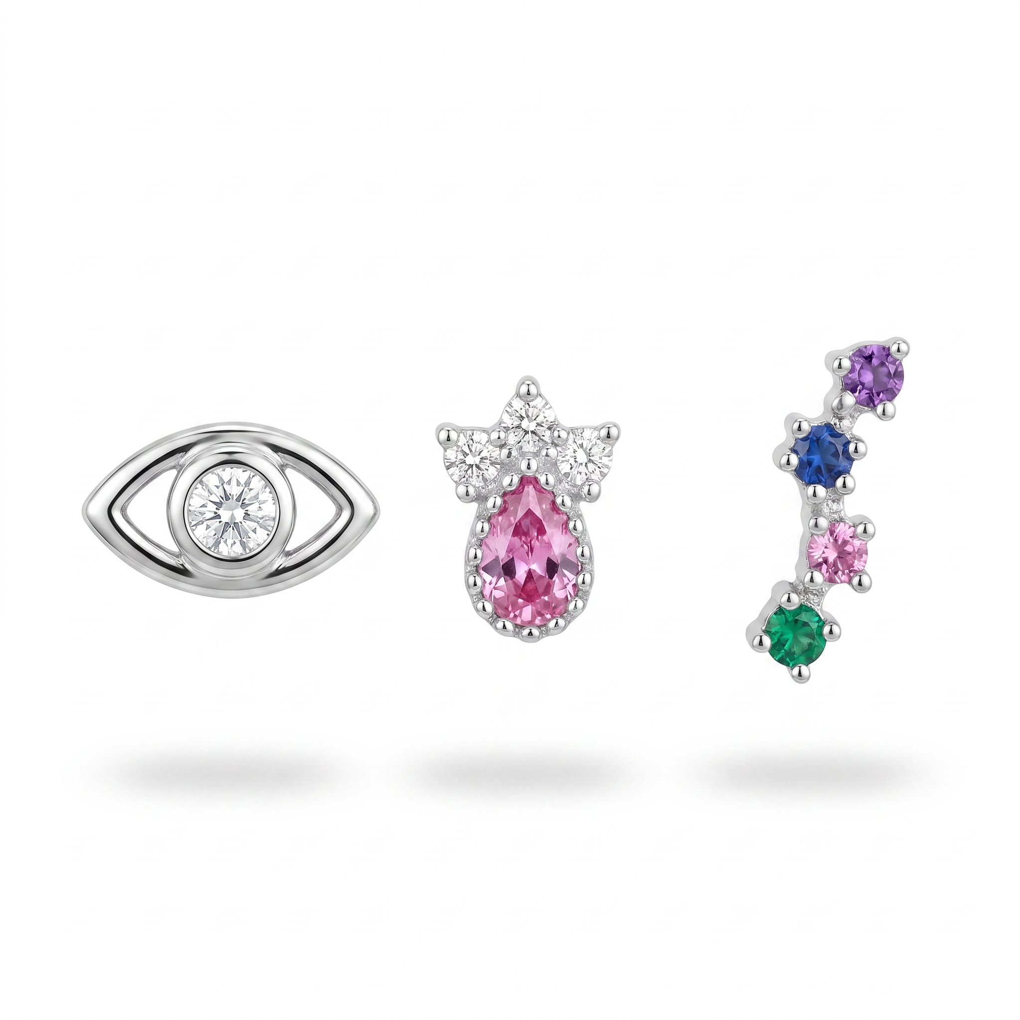 Evil-Eye & Pink Pear Studs