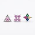 Pink Triangle & Flower Studs