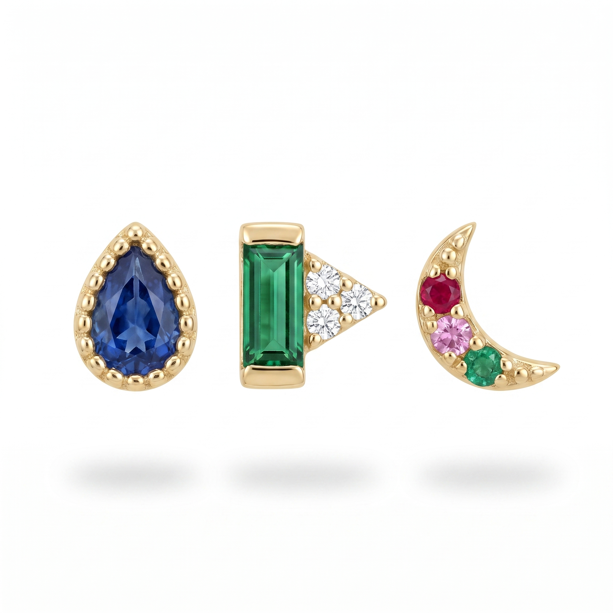 Sapphire, Emerald & Ruby Studs