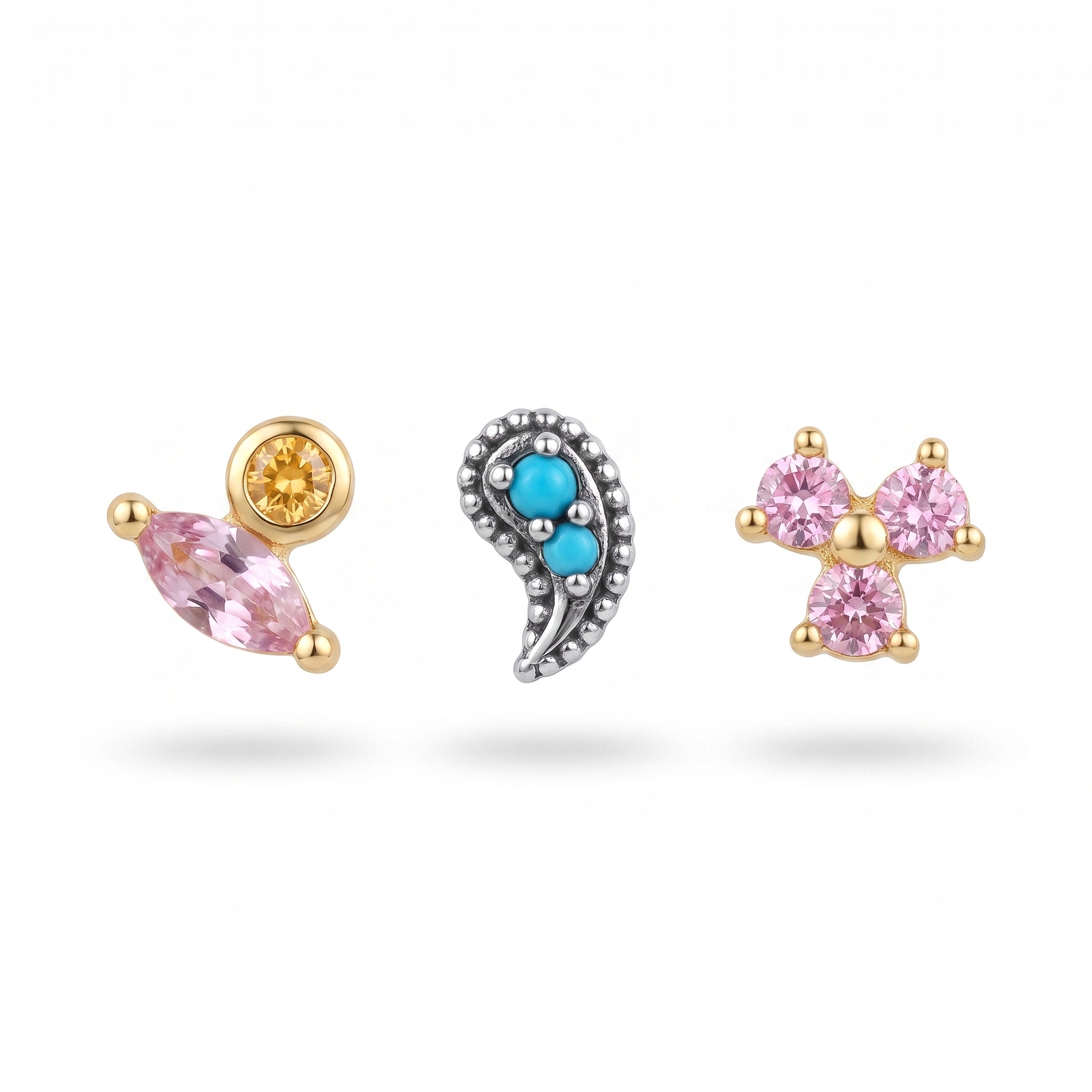 Pink Marquise & Paisley Studs